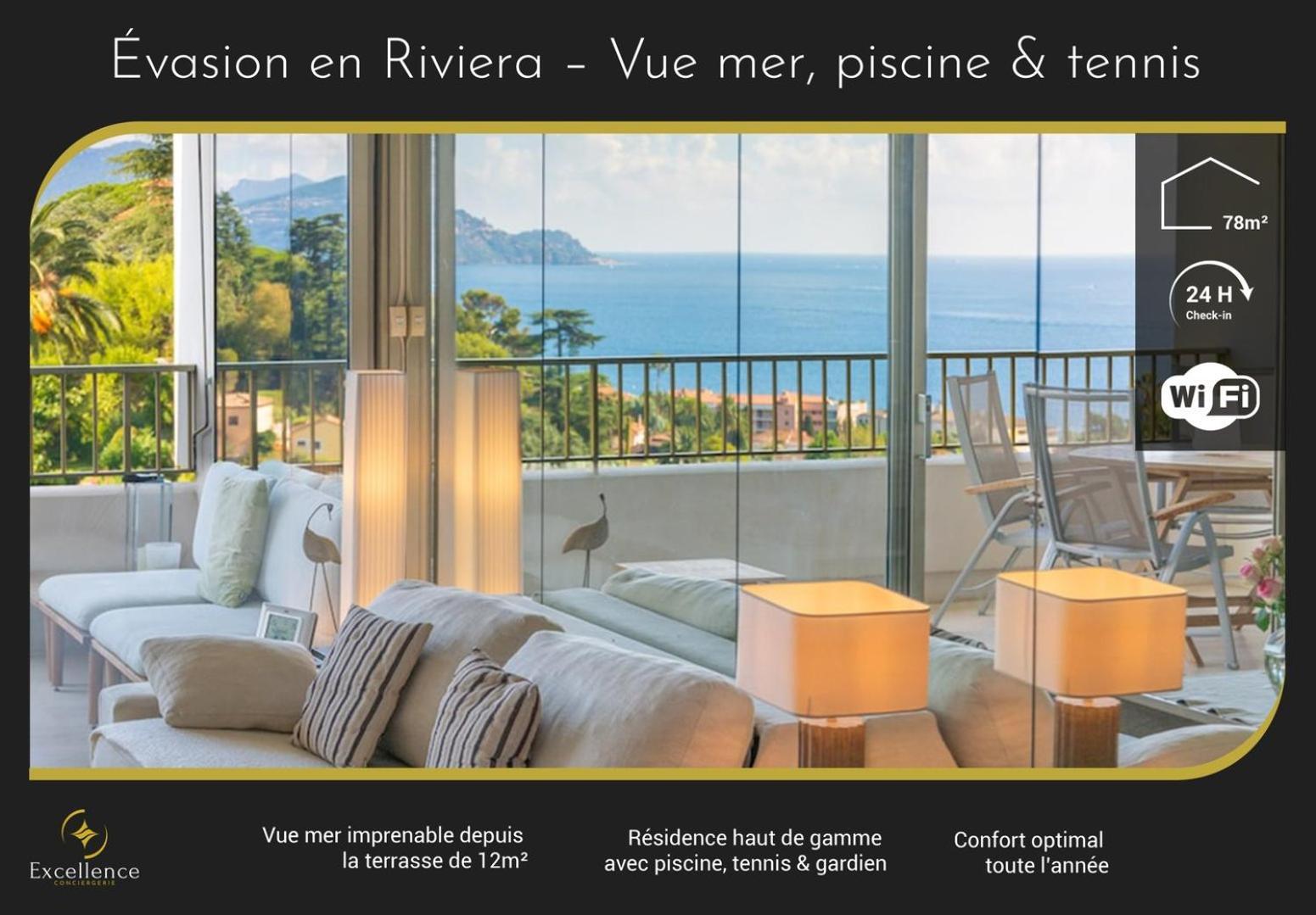 Riviera Escape - Sea View, Pool & Tennis *